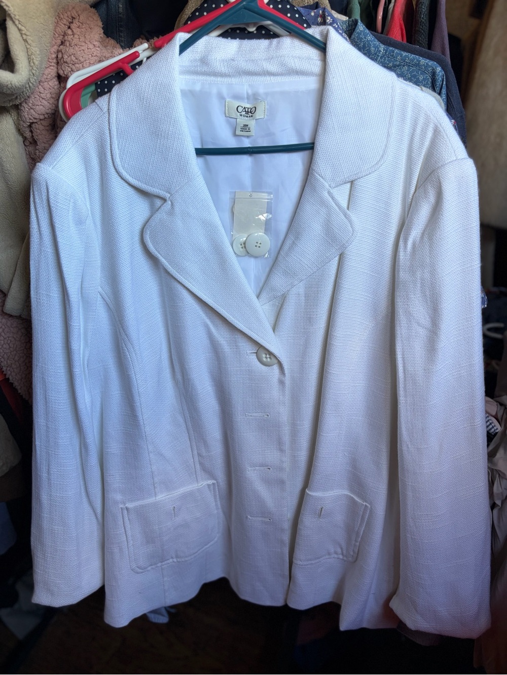 Cato White Women's Textured Button Blazer Jacket 28W NWT